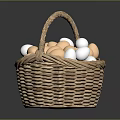 Handwoven Wicker Basket Filled With Fresh White And Brown Eggs