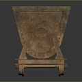 Vintage Rusted Metal Cart With Riveted Details And Wheel Structure
