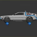 Futuristic Classic Car Hovering With Blue Levitation Devices And Roof Equipment