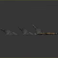Ornate Decorative Winged Component With Textured Dark Gray Wings And Orange Base Details