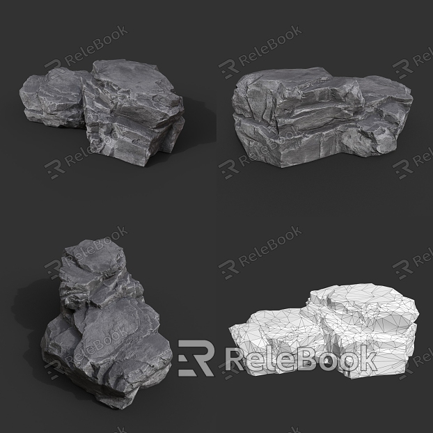 Rock Block Stone Obsidian Granite Natural Landscape model