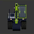 Green And Black Compact Functional Vehicle With Four Wheel Design And Front Excavator Bucket