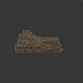 Modern Brick Structure With Damaged Sections And Scattered Loose Stones On Platform 3d model