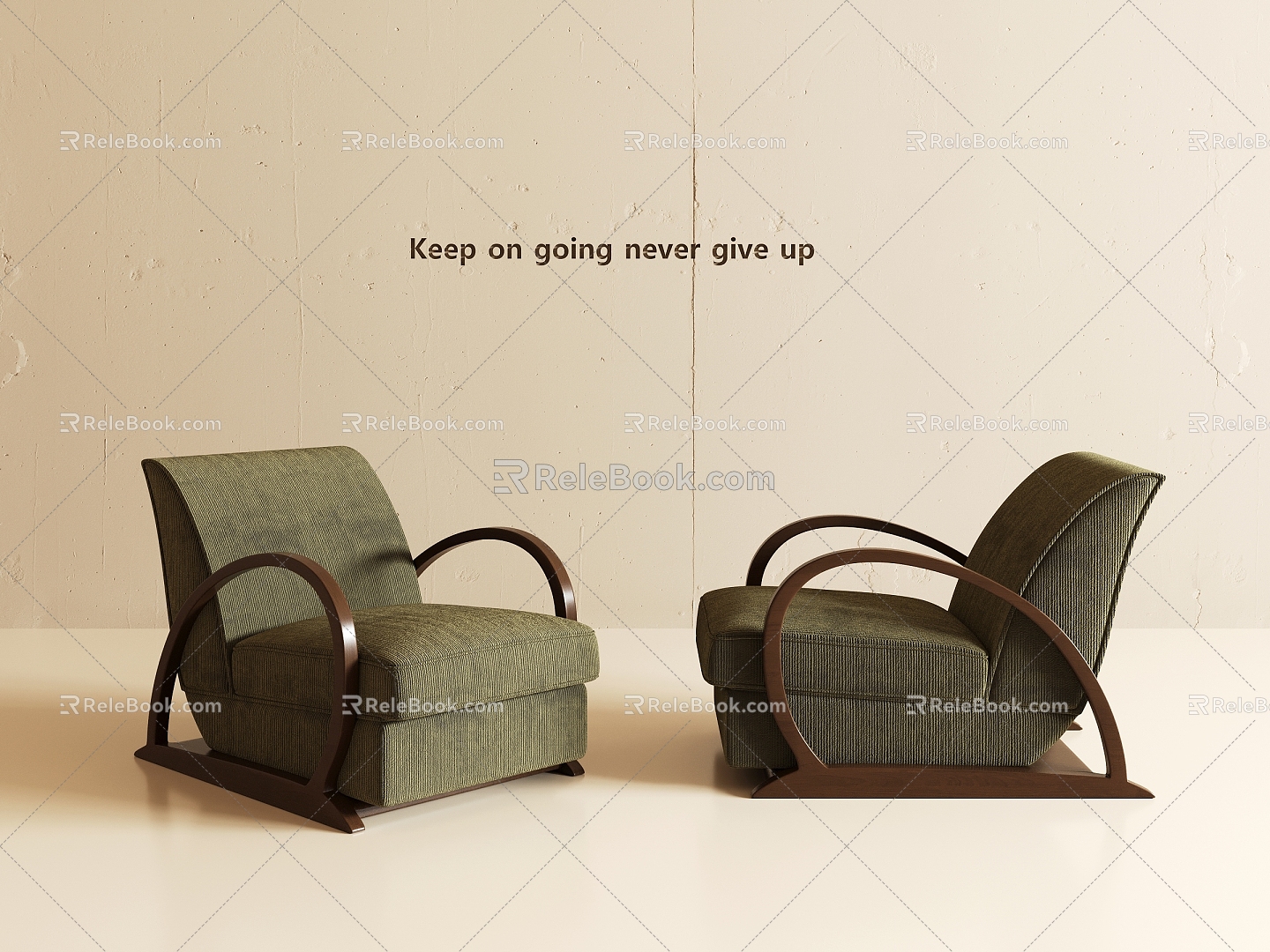 American Middle Aged Single Sofa 3d model