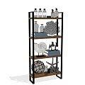 Multi tiered Bathroom Accessories Storage Shelf with Toiletries Bottles and Decorative Ornaments