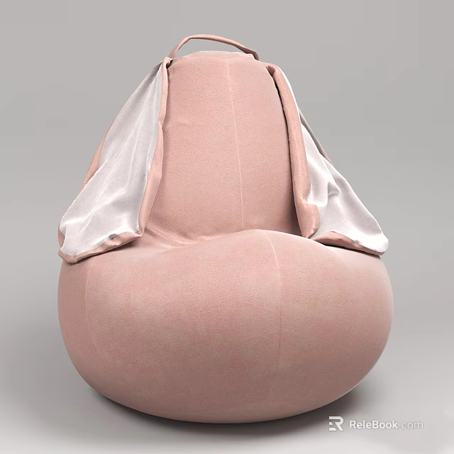 Soft Pink Kids Bed Featuring White Fabric Accents For Children's Bedroom 3d model 