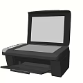 Black Office Printer With Open Scanner Lid And Paper Tray For Efficient Workplace Use 3d model