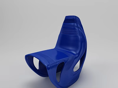 Blue Modern Single Chair with Sleek Curved Design and Smooth Shiny Surface 3d model
