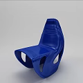 Blue Modern Single Chair with Sleek Curved Design and Smooth Shiny Surface