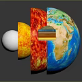 3D Earth Internal Structure Model With Core Mantle Crust And Geological Layers 3d model