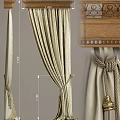 Elegant Luxurious Beige Curtains With Golden Patterns And Decorative Tassels
