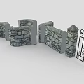 Stone Building Exterior Wall Design With Various Curved And Straight Structures 3d model