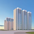 Modern Tall Residential Buildings With White Exterior Large Windows And Open Space