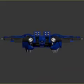 Blue Mechanical Robot With Outstretched Arms And Shiny Metal Armor Standing Pose
