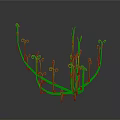 Abstract Green Plant Structure With Curved Branches And Twisted Vines On Dark Background