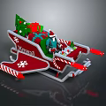 Commercial Equipment Red Sleigh With Christmas Tree Gifts Snowflake Candy Cane Decorations Xmas Brand