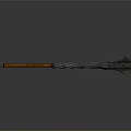 Medieval Fantasy Weapon with Wooden Handle and Ornate Metal Spiked Head Detailed Carvings