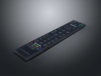 Black Universal Remote Control With Multi Function Buttons For Home Devices 3d model