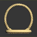 Gold Ring With Braided Band Oval Hollow Design And Dotted Details