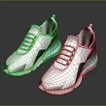 Stylish White Sport Sneakers with Teal Sole and Knitted Upper Design