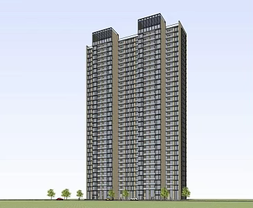 modern high-rise residence 3d model