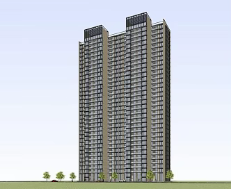 modern high-rise residence 3d model