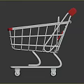 Two Shopping Carts With Red Handles On Dark Background With Reflections 3d model