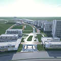 Modern School Campus Buildings With Spacious Layout And Green Lawn Areas
