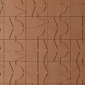 Brown Geometric Modern Wall Decor With Curved Straight Lines And Grid Design 3d model