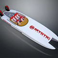 Mystic White And Red High Performance Yacht With Racing Seats And Sleek Hull Design