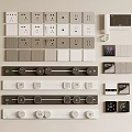 Modern Switch Panels with Various Designs White Gray Dimmers Outlets and Smart Controls 3d model