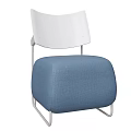 Modern Blue Fabric Single Seater Sofa With White Backrest And Metal Frame 3d model