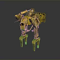 Yellow Four Legged Mechanical Robot Creature With Metallic Joints And Structural Design 3d model