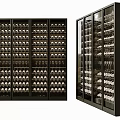 Modern Wine Cabinet With Glass Doors And Multiple Wine Bottle Shelves