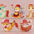 Year of the Snake Meichen Snake Baby 2025 Heap Head Door Greeting New Year Meichen Spring Festival Meichen Snake Year Image 3d model