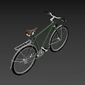 Classic Green Bicycle With Brown Seat Rear Rack And Black Handlebars