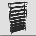 Modern Black Multi Tiered Open Shelf Storage Furniture With Wooden Shelves