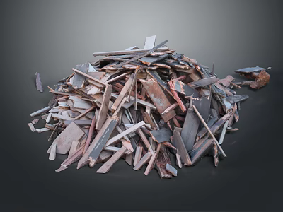 Pile of Various Metal Building Components with Mixed Shapes and Sizes 3d model