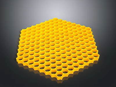 Yellow Hexagonal Honeycomb Structure With Geometric Pattern And 3D Design 3d model