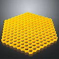 Yellow Hexagonal Honeycomb Structure With Geometric Pattern And 3D Design 3d model