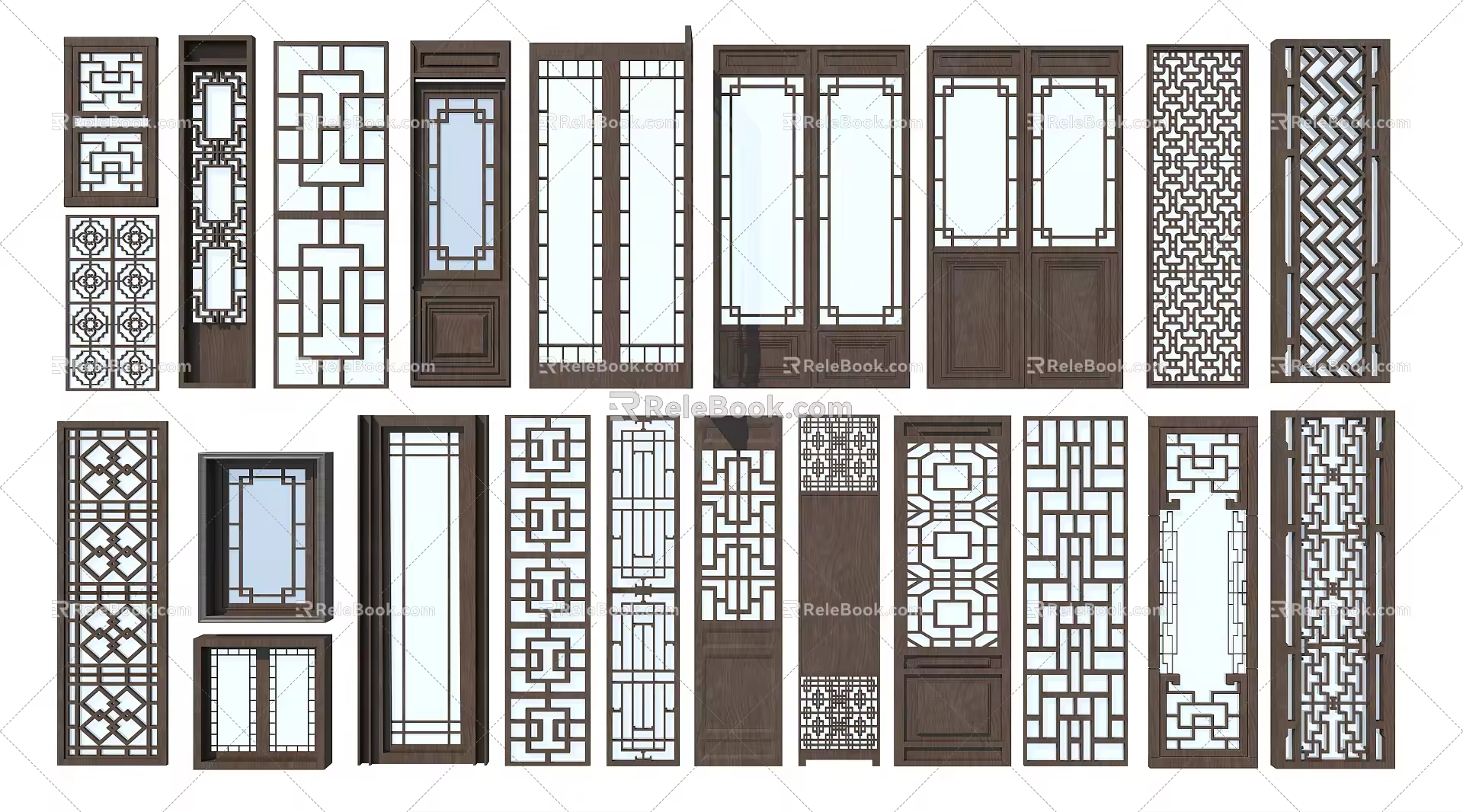 New Chinese-style openwork window 3d model