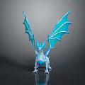 Game Movie Character Blue Ice Dragon With Shiny Scales And Detailed Wings