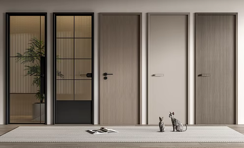 Modern swing door single door glass door bedroom door bathroom door kitchen door 3d model