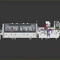 Industrial Automated Production Machine With Mechanical Arms Conveyor System And Control Panel