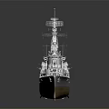 Detailed Warship Model With Gray Hull Wooden Deck Turrets And Antenna Structure