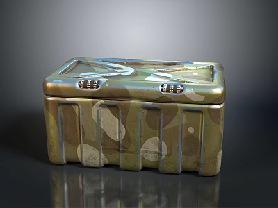 Camouflage Metal Weapon Case With Secure Latches And Tactical Design Features 3d model