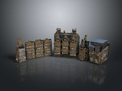 Military Weapons Ammunition Storage Cases With Camouflage Finish And Stacked Arrangement Design 3d model