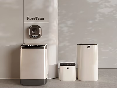 FreeTime Modern Washing Machine With Sleek White Design And Various Sizes For Home Interior 3d model