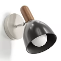 Modern Wall Lamp With Wooden Arm Black Metal Shade And White Base