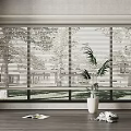 Bright Modern Interior Featuring White Venetian Blinds On Window With Potted Plant And Wooden Floor